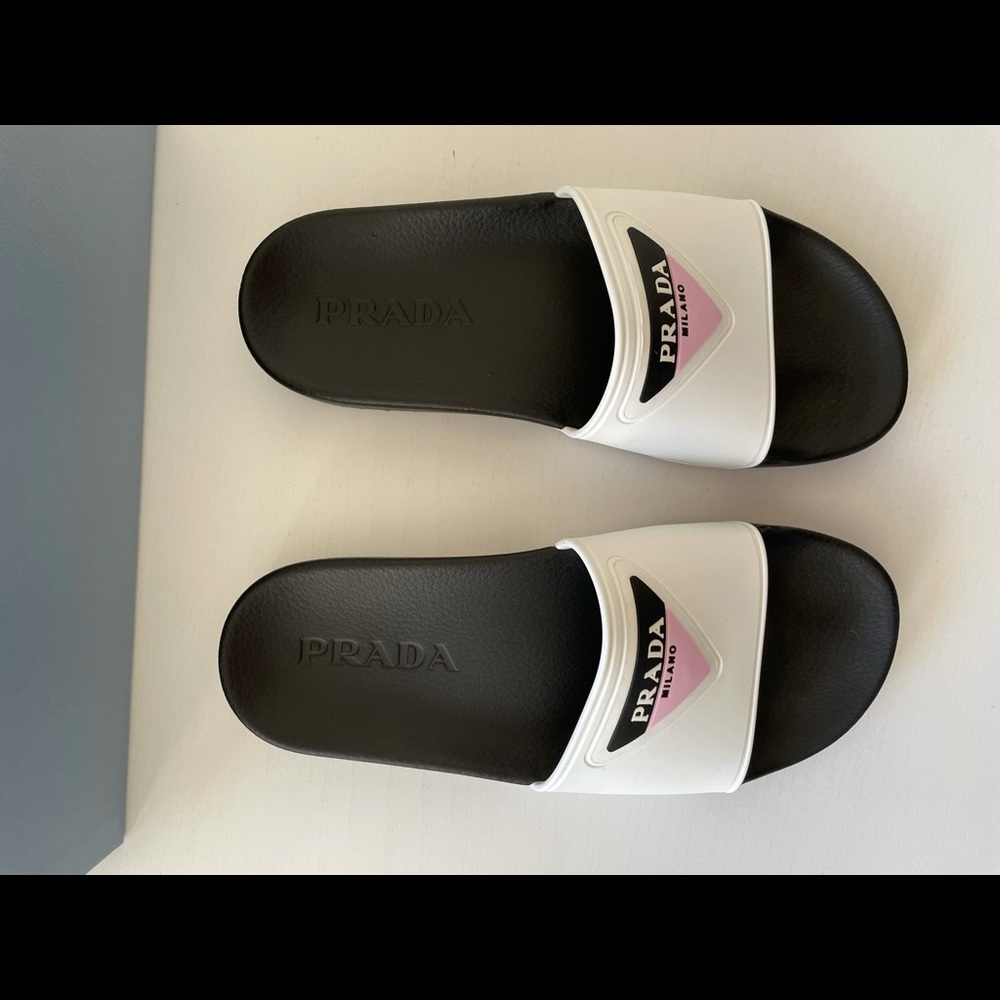 White Prada Slides Size 6 (Never Before Worn)